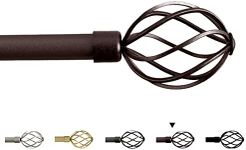 H.VERSAILTEX Window Curtain Rods for Windows 66 to 120 Inches Adjustable Decorative 3/4 Inch Diameter Single Window Curtain Rod Set with Twisted Cage Finials, Bronze