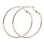 VU100 Big Hoop Earrings for Women Girls 60mm Sterling Silver 18k Rose Gold Plated Polished Round Hoops Earrings Jewellery for Mum Daughter Girlfriend Wife Friend