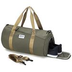 BE Smart Gym Bag Sports Duffle Bag for Men Women, Waterproof Gym Bags Weekender Bag with Shoe Compartment, Lightweight Large Overnight Workout Bag with TPU Dry Wet Separate Pocket (Olive Green)