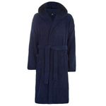 INSIGNIA Men's Hooded Towelling Robe Dressing Gown 100% Cotton Holiday Spa Gym (UK, Alpha, M, L, Regular, Regular, Navy)