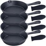 Bruntmor Pre-Seasoned 6 Inch Black Cast Iron Nonstick Frying Pan | Set of 4| Oven Safe Cast Iron Skillet | Egg Pan/Grill Pan Set | Cast Iron Pot/Cast Iron Pan for Christmas.