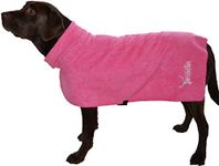 Arcadian Microfibre Dog Robe. Quick-Drying and Super Absorbent. Easy to Use, Comfortable, Adjustable Straps. X Large Pink.