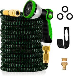100FT Expandable Garden Hose – 3-Layer Latex, No-Kink, 10-Function Spray Nozzle