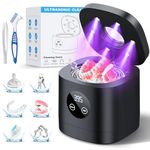 COBEEK Ultrasonic Retainer Cleaner Machine, 52kHz Ultrasonic Dental Cleaner for Mouth Guard, Night Guard, Braces, Toothbrush Heads, Jewelry, Retainer Cleaner with 250ML Capacity & Cleaning Brush, Black