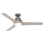 Hunter Lakemont Indoor/Outdoor Ceiling Fan with LED Light and Remote Control, 52", Matte Silver