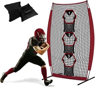 Doubleriver Football Throwing Target Net - 5X7FT Quarterback Training with 3 Pockets, Heavy-Duty Fiberglass Poles & Polyester - Portable Accuracy Practice for Backyard, Team Drills, Youth Players
