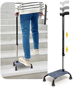 Stair Climbing Cane Half Steps for Stairs Lifts Seniors Elderly Stair Cane Walking Aids for Stability 4 Prong Base Adjustable Sticks Stair Helper Assist Devices Mobility Aids Equipment - Black