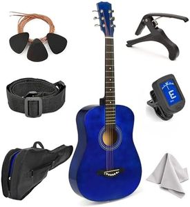 Acoustic Guitar For Kids By MasterPlay- 30” Beginner Guitar For Learners- Accoustic String Starter Kit: Guitar Bag, Tuner, Strap, Extra Strings, Picks, Wash Cloth, Capo (Blua)