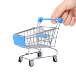 Mini Shopping Cart,Supermarket Handcart Mini Shopping Cart Mini Supermarket Storage Toy Decorative Ornaments for Storage Toys (Blue)