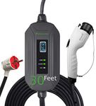 PRIMECOM Level 2 Electric Vehicle (EV) Charger (220V / 240Volt, 16Amp) Portable EVSE Smart Electric Car Charger, 30', 40', and 50 Feet Lengths (European, 30 Feet)