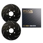 Max Advanced Brakes Front Brake Rotors Compatible With 2007 2008 2009 2010 2011 2012 2013 2014 2015 Mini Cooper w/280mm Dia Rotor 4 Lug Replacement Drilled Slotted Black Coated Disc Brake Rotors