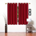 Parda Sansar Polyster Solid Long Crush Plain Window Curtains, 5 Feet, Maroon-Set of 2