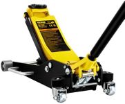 VEVOR 3 Ton Low Profile , Aluminum and Steel Racing Floor Jack with Dual Pistons Quick Lift Pump for Sport Utility Vehicle, Lifting Range 3-6/11"-19-11/16", yellow,black
