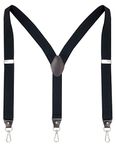 Men's Suspenders with Swivel Hooks and Elastic Straps Y-back, for Heavy Duty, Big and Tall, Black, One Size