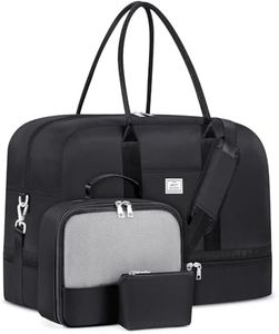 Weekender Bags for Women, Large Overnight Bag Canvas Travel Duffel Bag Carry On Tote with Shoe Compartment 21" 3Pcs Set