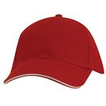 Dorfman Pacific Co. Men's Structured Twill Cap with Sandwich, Red/White, One Size