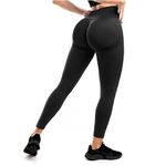 Walifrey Gym Leggings for Women, Scrunch Seamless Leggings High Waist Butt Lifting Yoga Pants Black S