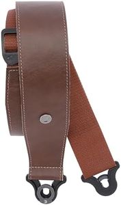 D'Addario Comfort Leather Auto Lock Guitar Strap - Acoustic & Electric Guitar Accessories - Easy to Use Auto Locking Guitar Straps - Uses Existing Guitar Strap Buttons - Leather - 2.5" Width - Brown