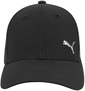 PUMA Unisex Stretch Fit Baseball Cap, Black/Silver, Small-Medium US