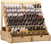 Craft Paint Storage-Modular Paint Organizer - Holds 105 Bottles of Vallejo Paints, 14 Brushes, 2 Cabinets, and Miniature Stands - Art Tool Storage Rack for Miniature Paint Set