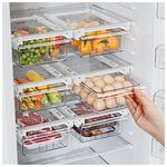 2 Pack Refrigerator Drawer Organizer, Pull Out Shelf Storage Transparent Organizer for Egg, Fruit, Vegetable, Seafood, Meat, Fit All Fridge Shelves Under 0.6''