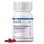 INLIFE Multivitamin Tablets For Men & Women with Ginseng & Prebiotic Probiotic | Multivitamin Supplement with Vitamin B12, C, D, E, Zinc & Biotin Nutrition Tablet - 60 Tablets (Pack of 1, 60) (Adult)