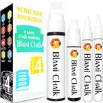 Blami Arts Chalk Marker, 4 Colors Liquid Chalk Pens, Non-Toxic, Water-based Liquid, Erasable for Glass, Metal, Chalkboards, Plastic, Erasing Sponge Included - White