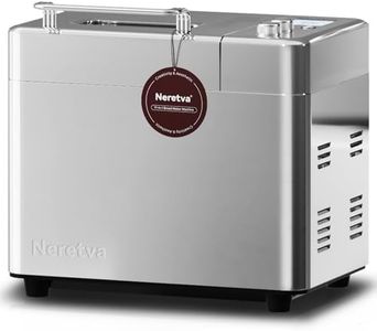Neretva Brotbackautomat, Geräuscharm(≤30dB) Vollautomatische Brotbackautomaten mit Auto Zutatenfach&1KG Keramik-Antihaft-Backform, 17- in-1 Doppelheizung Brotbackmaschine mit Timer-Joghurt/Glutenfrei