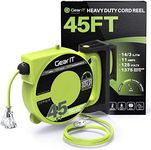 GEARit Retractable Extension Cord Reel (45ft) 14/3 AWG Gauge SJTW, 3 Outlets, LED Power Indicator, 11-Amps Circuit Breaker, 180 Degrees, UL Listed for Garage Ceiling Mount Workshop, Power Tool 45 Feet