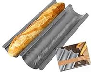 GOURMEO Non-Stick Baguette Mould for Oven in Anthracite – 38.5 x 20.5 x 3.5 cm – Perforated Bread Tray for Baking 2 Baguettes – Easy to Use and Clean – Anthracite Colour