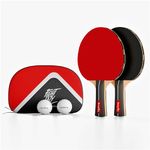 Lifelong Table Tennis Racquet Set with Carry Bag | 7-Ply Wood Paddle Set, 2 Bats & 2 Balls | Premium Rubber Surface, 13mm Thickness | Indoor & Outdoor Sports Equipment