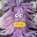 Aeilene Purple Plush Phone Case for iPhone 14 Plus/15 Plus Cute DIY Long Hair Funny Face Warm Furry Cases, 3D Cartoon Fuzzy Winter Protective Cover for Women Girls