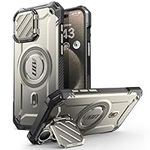 SUPCASE UBMag XT for iPhone 15 Pro Max Case 6.7" with Camera Cover, [Compatible with MagSafe] Heavy Duty Rugged Case with Built-in Kickstand (Tigray)