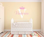 Princess Crown Personalized Name Wall Decal - Custom Girls Initial Name Princess Crown Monogram Sticker Sign Baby Nursery Room Wall Decor