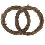 ToKinCen 2PCS 30cm Natural Grapevine Wreath Spring Wreath for Front Door Vine Rattan Wreath for DIY Craft Front Door Wall Decor Easter Christmas Halloween Wreath Wedding Party Decor