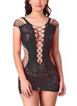 Xs and Os Women Stretchable Top Bodysuit Babydoll Lingerie (Black, Medium)