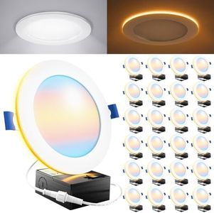 Sunco Lighting 24 Pack 6 Inch Ultra Thin LED Recessed Ceiling Lights with Night Light, 1500 LM, Selectable CCT 2700K/3000K/4000K/5000K/6000K, Dimmable, 15W, Canless with Junction Box