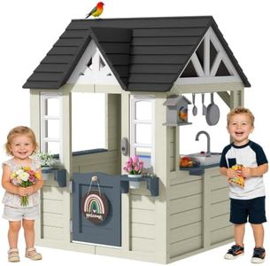 BIERUM Wooden Outdoor Playhouse for Kids with Pretend Play Ages 3-8 | For Kids, Create Backyard Pretend Play with Kitchen, Birdhouse, Flowerpot Holders & Mud Molds, Durable Cedar Wood Structure