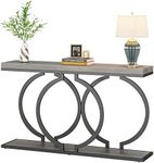 LITTLE TREE 55 inch Faux Marble Gold Console Table Modern Entryway Table Narrow Long Sofa Table Accent Table for Living Room, Grey + Black