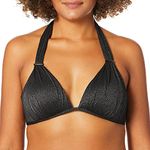 Kenneth Cole New York Women's Triangle Halter Hipster Bikini Swimsuit Top, Black//Night Escapade, 34B/C