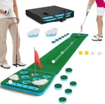 KEMLDIVS Golf Pong Game Set, Detachable Golf Pong Putting Mat with 8 Golf Balls, 2 Golf Cups & Flags, 1 Portable Bag, Golf Putting Green for Indoor & Outdoor Party Game Use