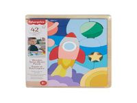 Fisher-Price Preschool Toy Wooden Space Jigsaw Puzzle with Stacking Blocks, 42 Wood Pieces for Sorting Play Ages 3+ Years, HXY42