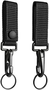 SOWHUP Heavy Duty Belt Keeper Clip Key Holder with Metal Snap and Nylon Molle Strap (Black - 2 Packs)