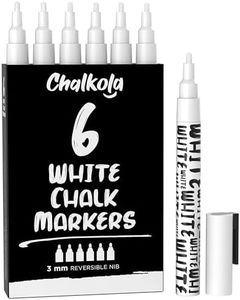 Chalkola White Chalk Markers - White Dry Erase Liquid Chalk Pens for Chalkboard, Blackboard, Window, Bistro, Car Glass, Board, Signs - 3mm Reversible Bullet & Chisel Point