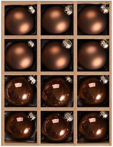 WDS WONDROUS Brown Glass Christmas Ball Ornaments, 2.36” Hanging Bulbs Ornaments for Christmas Tree, Set of 12 Hanging Balls for Holiday, Halloween, Xmas Tree Decorations
