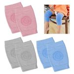 Nivofu 3 Pairs Baby Crawling Anti-Slip Knee Baby Knee Pads Unisex Crawling Protective Pads for Protective Baby Toddlers Knee Pads Boys Girls Best Infant Gift (blue, gray, pink)