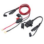 CAMWAY 12V/24V 2.1A Motorcycle SAE to USB Phone GPS Charger Kit Cable Adapter Inline Fuse Waterproof Compatible for iPhone/iPad/iPod, Samsung, HTC