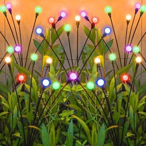 Solar Garden Lights 4 Pack, 40 LED Solar Outdoor Lights, Outdoor Decorations Lights, Solar Swaying Lights, Big Bulb Solar Swaying Lights, Firefly Lights for Patio Pathway Outdoor Decor (Multi-Colored)