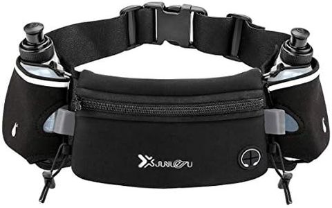 Number-one Running Belt with Water Bottles(2 x 175ML), Hydration Belt Waterproof Waist Pack Bag Fits iPhones Adjustable Sports Waist Pouch for Marathon Running Hiking Cycling