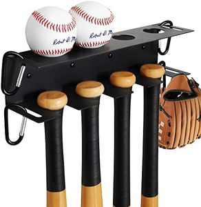 MIUONO Baseball Bat Wall Mount, Baseball Holder and Bat Rack Mount on Wall for Display, Fence Dugout Organizer Heavy Duty Steel for Long Time Usage